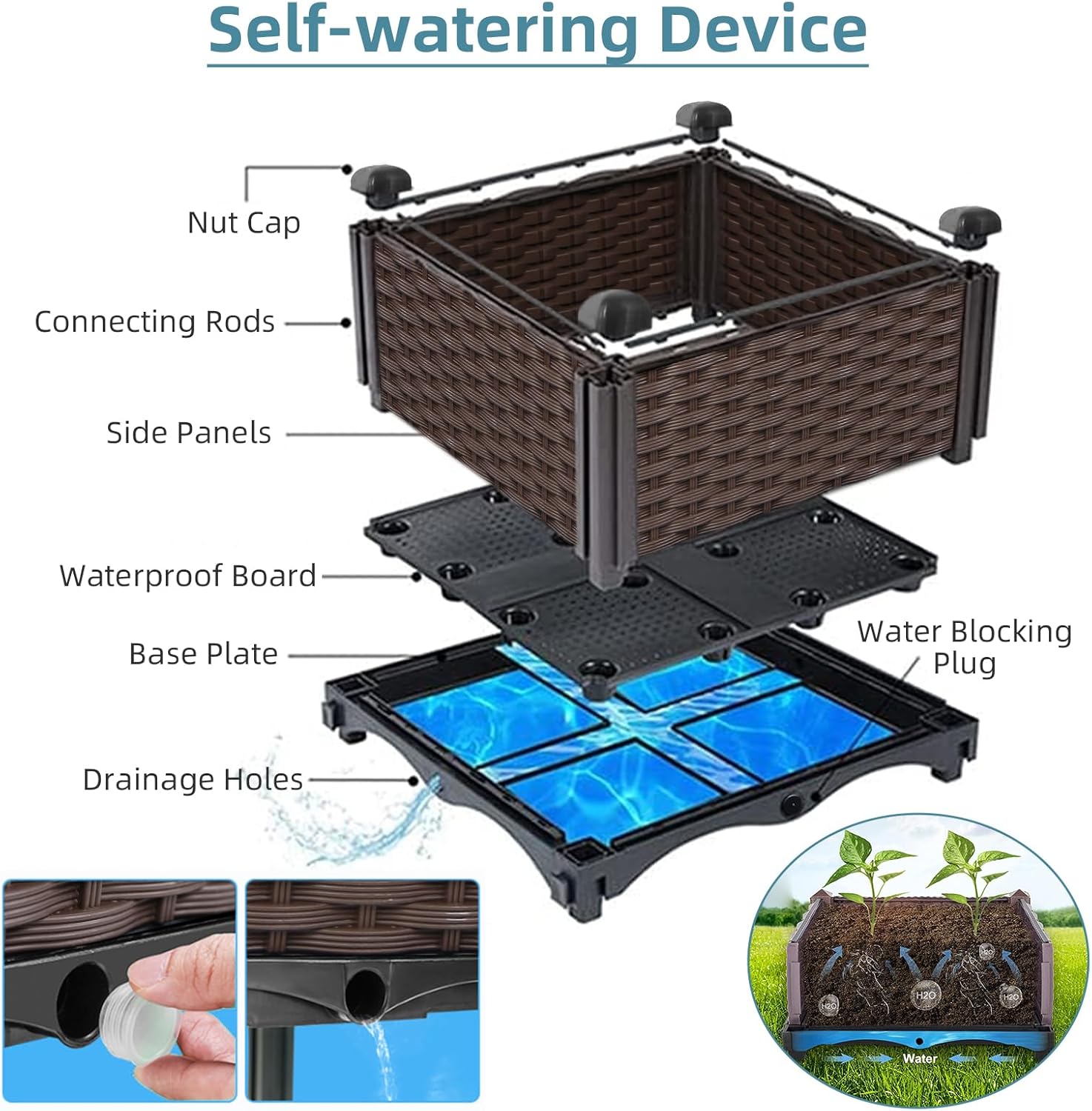 Pot Tanaman Rotan untuk Taman  - Self Watering Planter ulasan dan harga